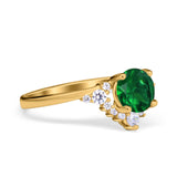Vintage Round Engagement Ring Simulated Cubic Zirconia 925 Sterling Silver