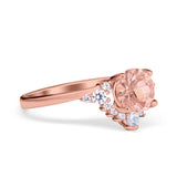 Vintage Round Engagement Ring Simulated Cubic Zirconia 925 Sterling Silver
