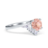 Vintage Round Engagement Ring Simulated Cubic Zirconia 925 Sterling Silver