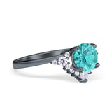 Vintage Round Engagement Ring Simulated Cubic Zirconia 925 Sterling Silver