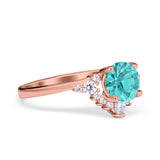 Vintage Round Engagement Ring Simulated Cubic Zirconia 925 Sterling Silver