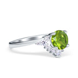 Vintage Round Engagement Ring Simulated Cubic Zirconia 925 Sterling Silver