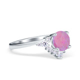 Vintage Round Engagement Ring Simulated Cubic Zirconia 925 Sterling Silver