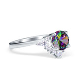 Vintage Round Engagement Ring Simulated Cubic Zirconia 925 Sterling Silver