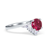 Vintage Round Engagement Ring Simulated Cubic Zirconia 925 Sterling Silver