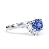 Vintage Round Engagement Ring Simulated Cubic Zirconia 925 Sterling Silver