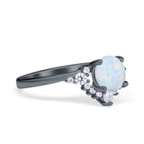Vintage Round Engagement Ring Simulated Cubic Zirconia 925 Sterling Silver