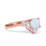 Vintage Round Engagement Ring Simulated Cubic Zirconia 925 Sterling Silver