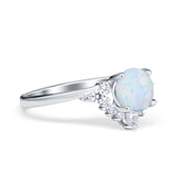 Vintage Round Engagement Ring Simulated Cubic Zirconia 925 Sterling Silver