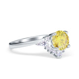 Vintage Round Engagement Ring Simulated Cubic Zirconia 925 Sterling Silver