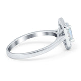 Halo Oval Engagement Ring Simulated Cubic Zirconia 925 Sterling Silver
