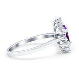 Halo Teardrop Engagement Ring Simulated Cubic Zirconia 925 Sterling Silver