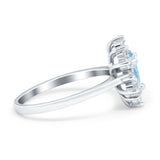 Halo Teardrop Engagement Ring Simulated Cubic Zirconia 925 Sterling Silver