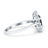 Halo Teardrop Engagement Ring Simulated Cubic Zirconia 925 Sterling Silver