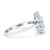 Halo Teardrop Engagement Ring Simulated Cubic Zirconia 925 Sterling Silver