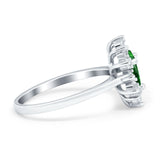 Halo Teardrop Engagement Ring Simulated Cubic Zirconia 925 Sterling Silver