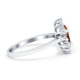 Halo Teardrop Engagement Ring Simulated Cubic Zirconia 925 Sterling Silver