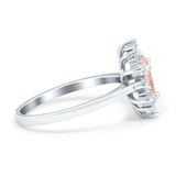Halo Teardrop Engagement Ring Simulated Cubic Zirconia 925 Sterling Silver