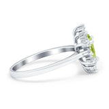 Halo Teardrop Engagement Ring Simulated Cubic Zirconia 925 Sterling Silver