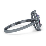 Halo Teardrop Engagement Ring Simulated Cubic Zirconia 925 Sterling Silver