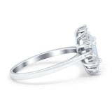 Halo Teardrop Engagement Ring Simulated Cubic Zirconia 925 Sterling Silver