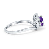 Filigree Engagement Ring Round Simulated Cubic Zirconia 925 Sterling Silver