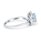 Filigree Engagement Ring Round Simulated Cubic Zirconia 925 Sterling Silver