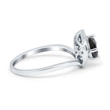 Filigree Engagement Ring Round Simulated Cubic Zirconia 925 Sterling Silver