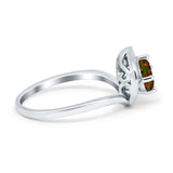 Filigree Engagement Ring Round Simulated Cubic Zirconia 925 Sterling Silver