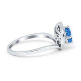 Filigree Engagement Ring Round Simulated Cubic Zirconia 925 Sterling Silver