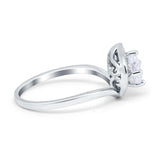 Filigree Engagement Ring Round Simulated Cubic Zirconia 925 Sterling Silver