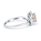 Filigree Engagement Ring Round Simulated Cubic Zirconia 925 Sterling Silver