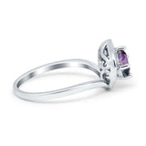 Filigree Engagement Ring Round Simulated Cubic Zirconia 925 Sterling Silver