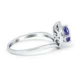 Filigree Engagement Ring Round Simulated Cubic Zirconia 925 Sterling Silver