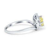 Filigree Engagement Ring Round Simulated Cubic Zirconia 925 Sterling Silver
