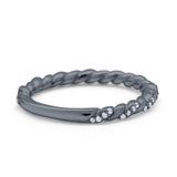 Infinity Twisted Wedding Stackable Eternity Rings Simulated CZ 925 Sterling Silver