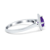 Round Solitaire Engagement Ring Simulated Cubic Zirconia 925 Sterling Silver