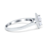 Round Solitaire Engagement Ring Simulated Cubic Zirconia 925 Sterling Silver