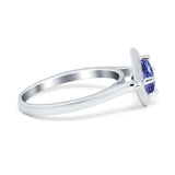 Round Solitaire Engagement Ring Simulated Cubic Zirconia 925 Sterling Silver