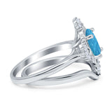 Two Piece Art Deco Engagement Ring Simulated Cubic Zirconia 925 Sterling Silver