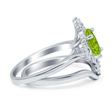 Two Piece Art Deco Engagement Ring Simulated Cubic Zirconia 925 Sterling Silver