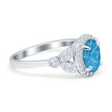Oval Art Deco Engagement Ring Round Simulated Cubic Zirconia 925 Sterling Silver
