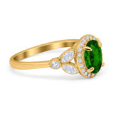 Oval Art Deco Engagement Ring Round Simulated Cubic Zirconia 925 Sterling Silver