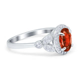 Oval Art Deco Engagement Ring Round Simulated Cubic Zirconia 925 Sterling Silver
