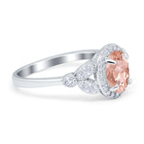 Oval Art Deco Engagement Ring Round Simulated Cubic Zirconia 925 Sterling Silver