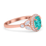 Oval Art Deco Engagement Ring Round Simulated Cubic Zirconia 925 Sterling Silver