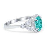 Oval Art Deco Engagement Ring Round Simulated Cubic Zirconia 925 Sterling Silver
