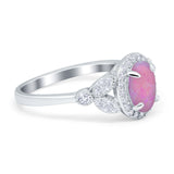 Oval Art Deco Engagement Ring Round Simulated Cubic Zirconia 925 Sterling Silver