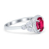 Oval Art Deco Engagement Ring Round Simulated Cubic Zirconia 925 Sterling Silver
