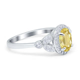 Oval Art Deco Engagement Ring Round Simulated Cubic Zirconia 925 Sterling Silver